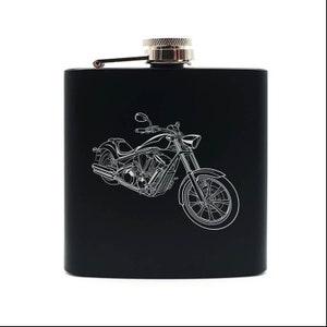 パーソナライズされたHon Fury Chopper Motorcycleヒップフラスク - 8色 - クルーザーバイカーバイク結婚式退職誕生日刻印入りボックスギフト