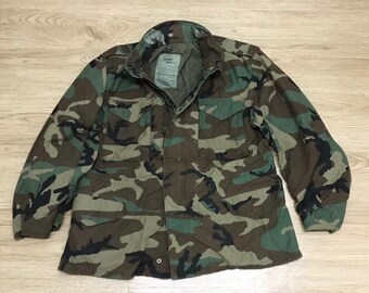 1980's US Army Camo Parka Field Cold Weather Jacket Golden