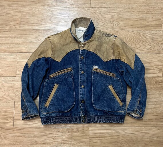 Buy Vintage 80s Denim Leather Jacket Georges Marciano for Guess Online in  India - Etsy