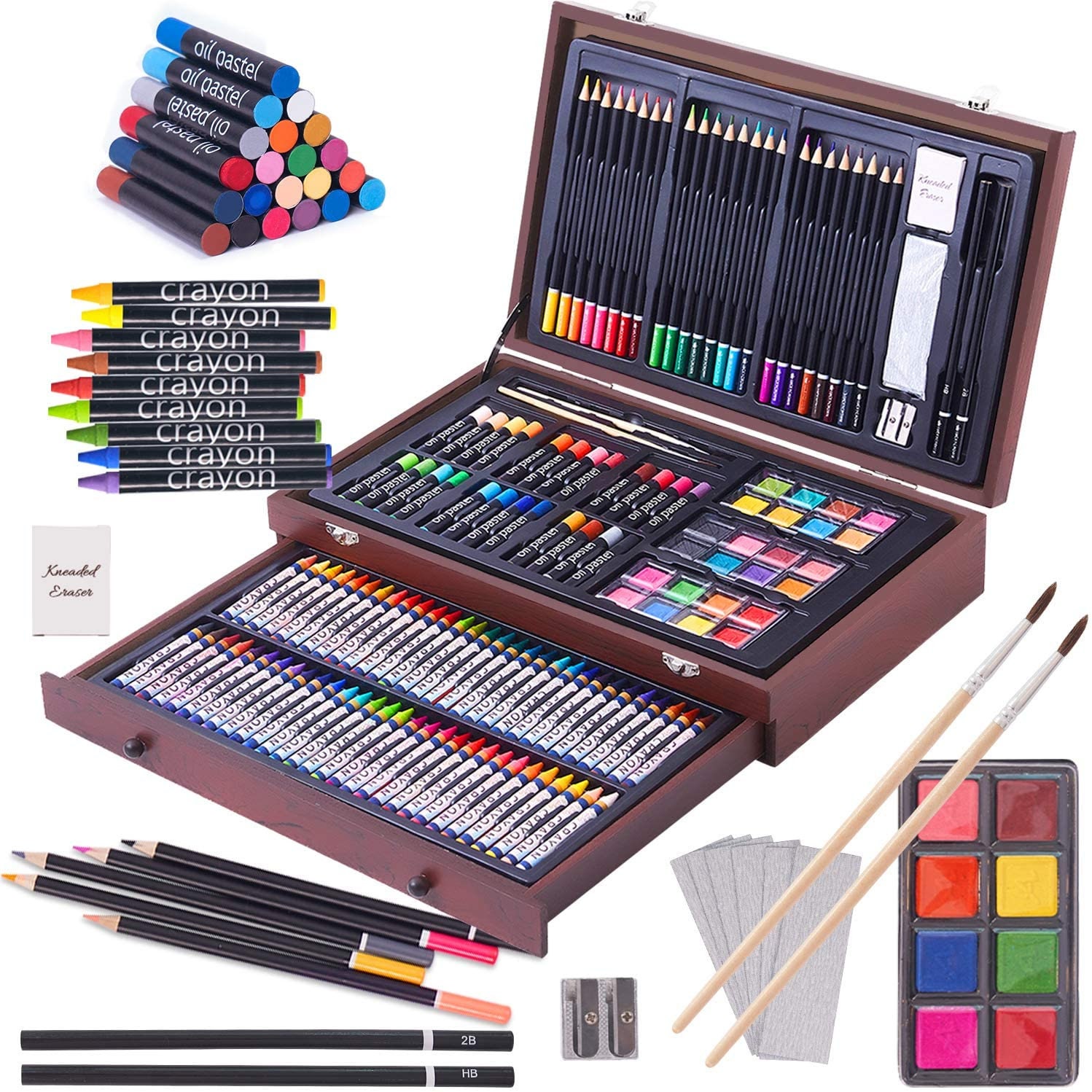 Art Supplies 150 Piece Drawing Art Kit for Kids Adults Art Set, Coloring  Creative Portable Art Kit with Colored Pencils, Oil Pastels, Watercolor  Cakes