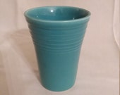 Rare original Fiesta tumbler glass, 8 oz. capacity. Vintage Homer Laughlin original color, turquoise, 1930-1940.