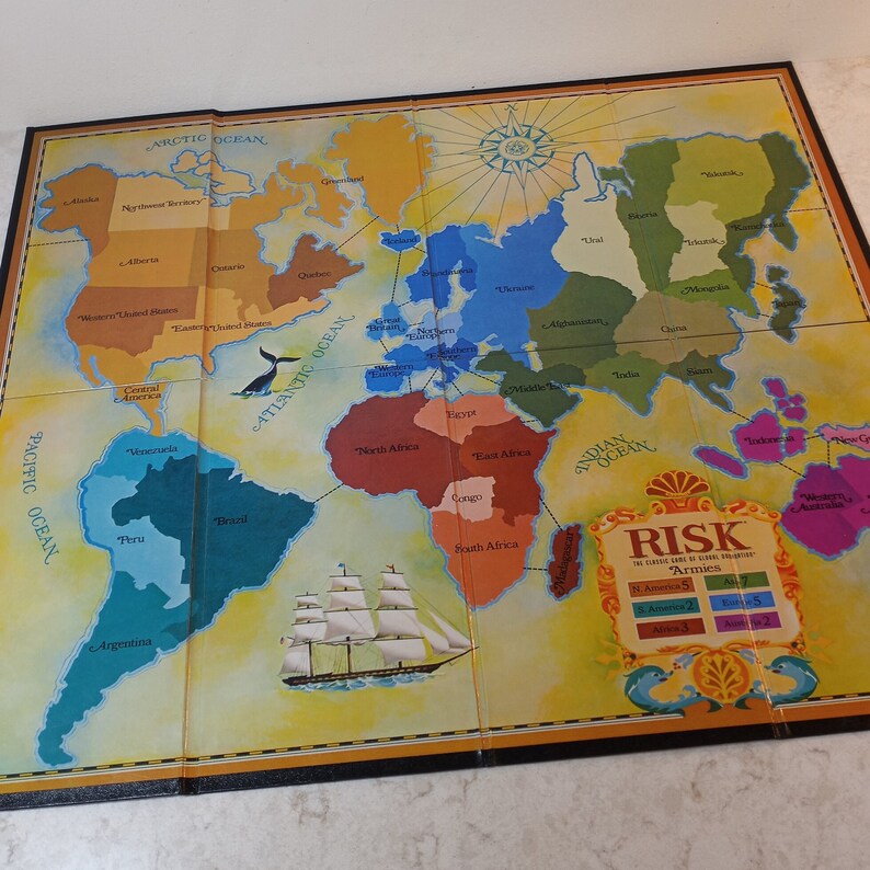 Risk Board Game. Vintage Risk Bookshelf Edition. Handy Wood Etsy