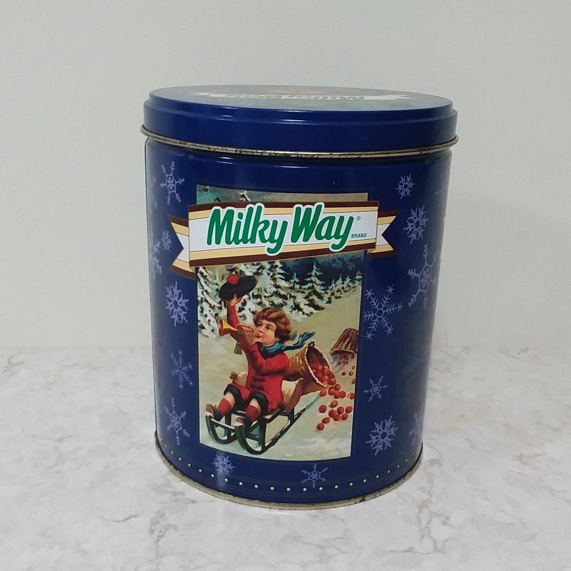 Vintage Milky Way candy tin with winter illustrations and a | Etsy