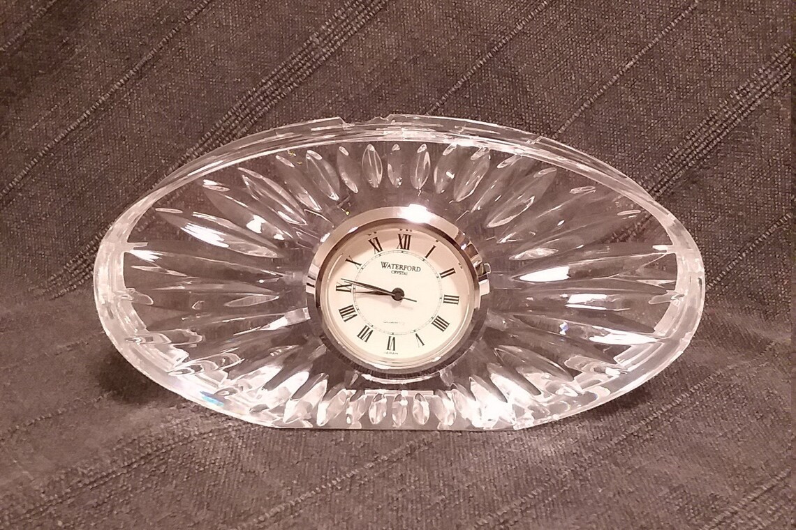 Small Vintage Waterford Crystal Clock. Oval Shape With Faceted Etsy