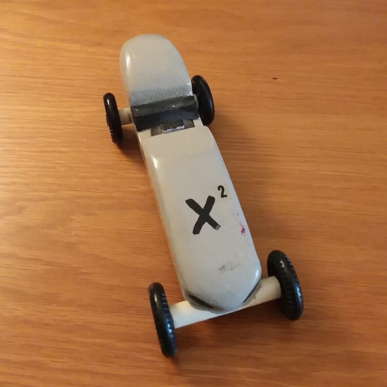 Pinewood Derby Racing Car. Handcarved, Handpainted With Pinewood