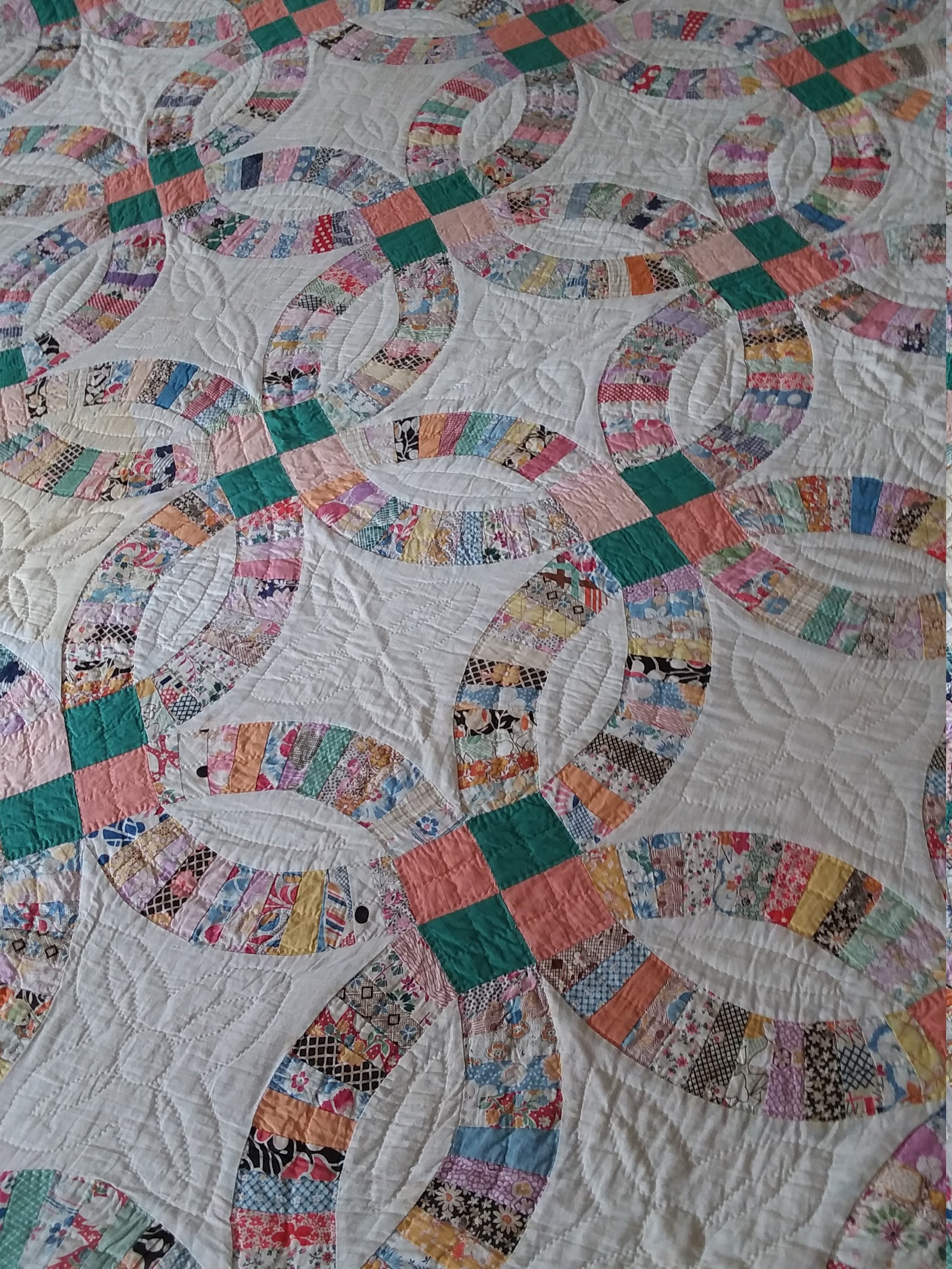 Antique Patchwork Quilt Double Wedding Ring Pattern. - Etsy