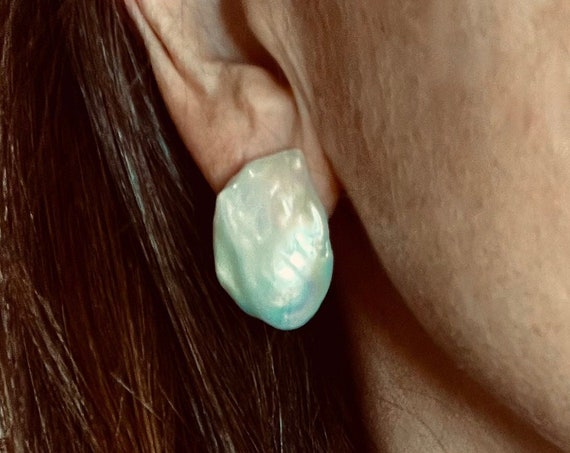 26mm Baroque Freshwater Pearl Studs, Exceptionally Large with Beautiful Shape and Lustre