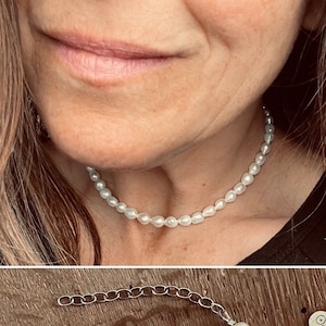 Adjustable Pearl Choker with White or Pink Freshwater Pearls, A Modern Twist on a Classic