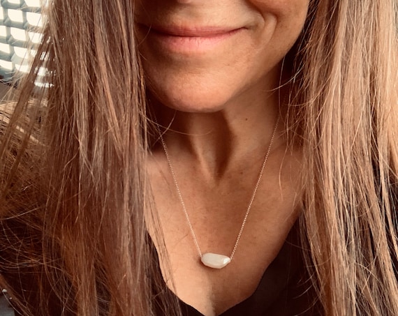 White Freshwater Biwa Pearls and 14k-Gold-Filled or Sterling Silver Necklaces, Interesting and Unusual