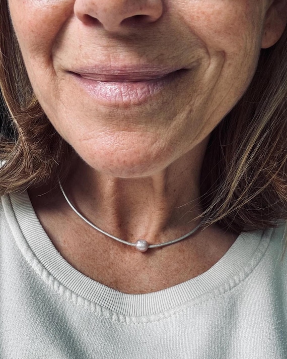 Warm Silver Monochromatic Leather Choker