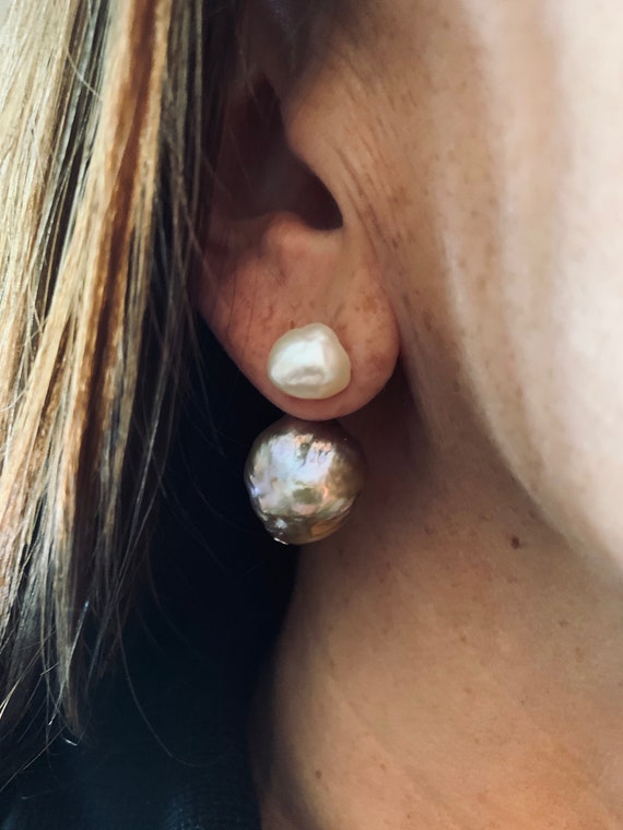 Large Edison Baroque Pearl Drop Extensions, Wear With Your Own Studs Or Buy as a Set, Great Behind the Ear or in Front