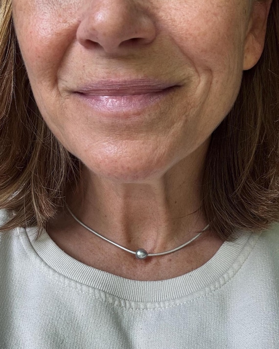 Grey Floating Pearl and Warm Silver Leather Choker