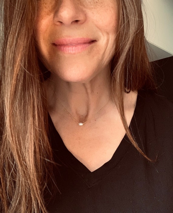 Tiny Pink, White or Grey Freshwater Pearl and 14k-Gold-Fill or Sterling Silver Necklace, Simple, Minimalist, Great Layered or Alone