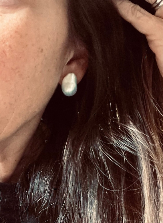 19mm Baroque Freshwater Pearl Studs, Subtle and Smooth