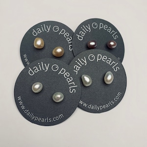 Small (8-9mm) Baroque Pearl Studs, Easy to Wear Everyday, in Various Shapes and Shades