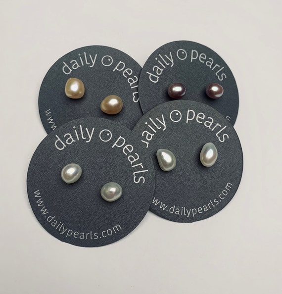 Small (8-9mm) Baroque Pearl Studs, Easy to Wear Everyday, in Various Shapes and Shades