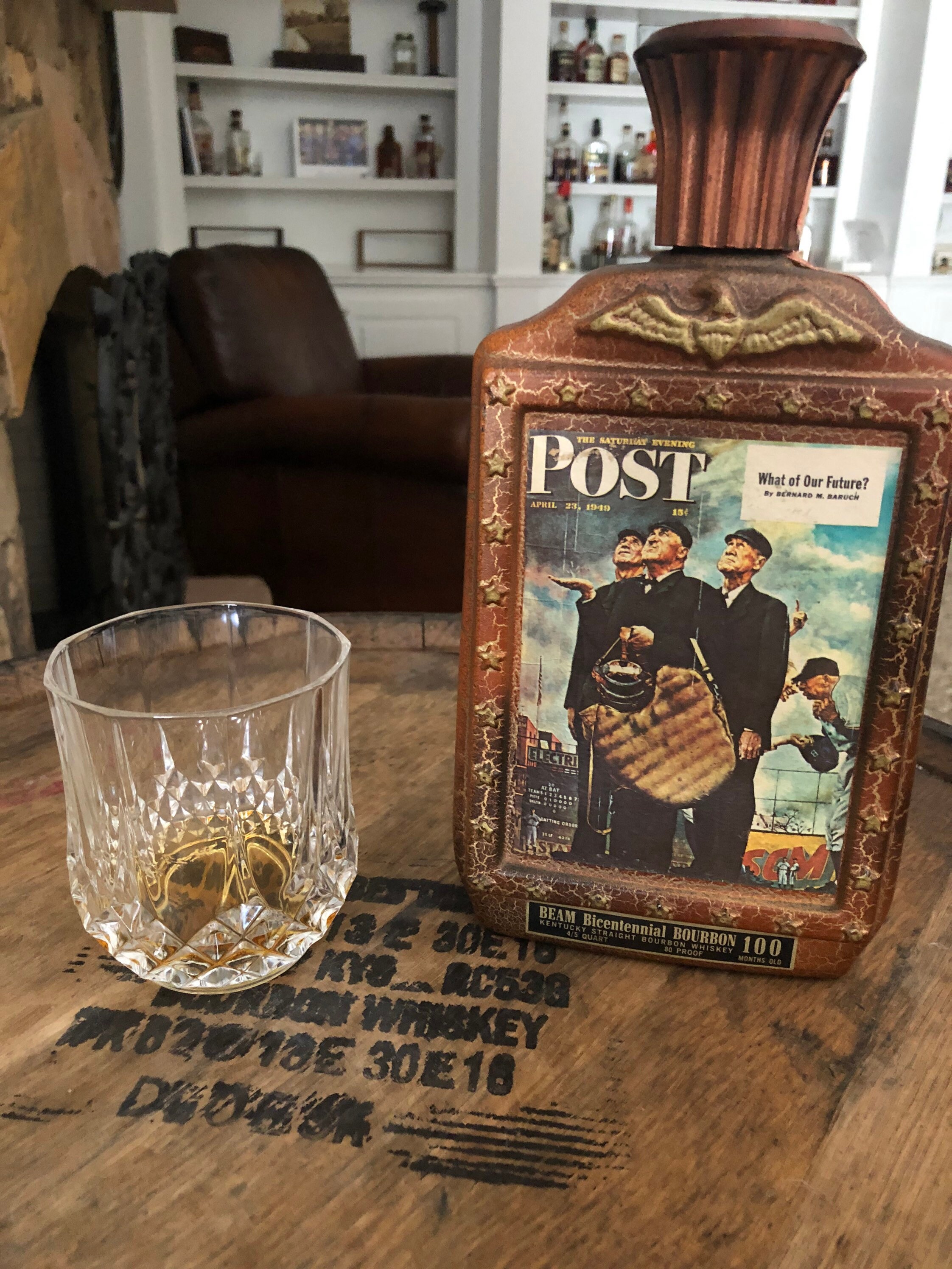 SALE 1976 Jim Beam Bourbon Decanter Norman Rockwell Ebbets Etsy