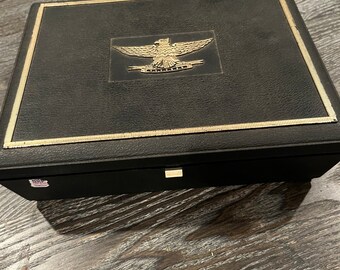 SALE Vintage Mark IV Magnates Black Plastic Cigar Box