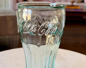 SALE Vintage COCA COLA glasses (set of 3); Hand Made in Spain - 100% Recycled Glass 6" H x 3.25" W