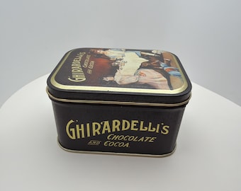 Antique Ghirardelli’s Chocolate and Cocoa Candy Tin - "The Cocoa Party" 1990's Girls and Toys 