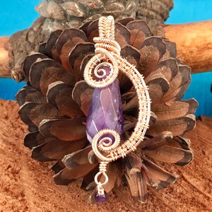 Amethyst Handmade Fancy Wirewrapped Wire Wrapped Pendant, Unusual Gift for Her, Gifts for Mom, Mother’s Day Gifts, One of a Kind Gift