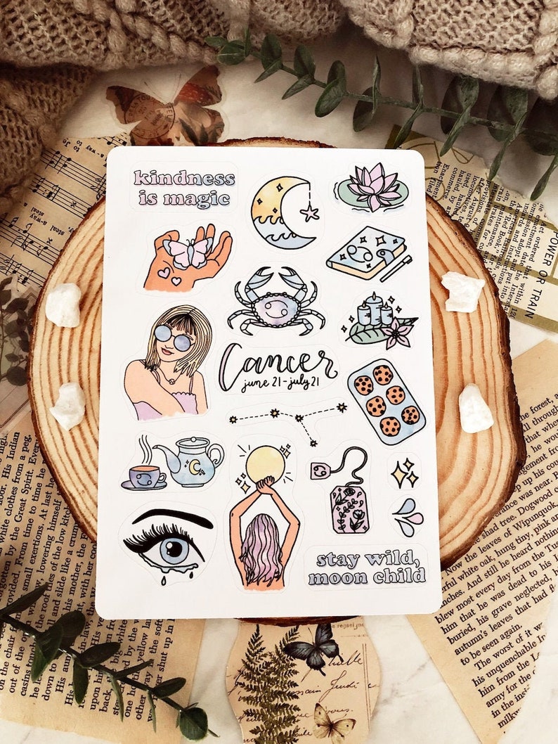 cancer zodiac stickers decorative bullet journal planner