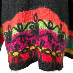 Vintage The Limited Sweater Colorful Neon 1980s Fuzzy Mohair V-Neck Women’s M/L image 2