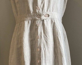 CE Clifford & Willis Vintage Dress Linen Blend Beige Sleeveless Sheath Sz 18