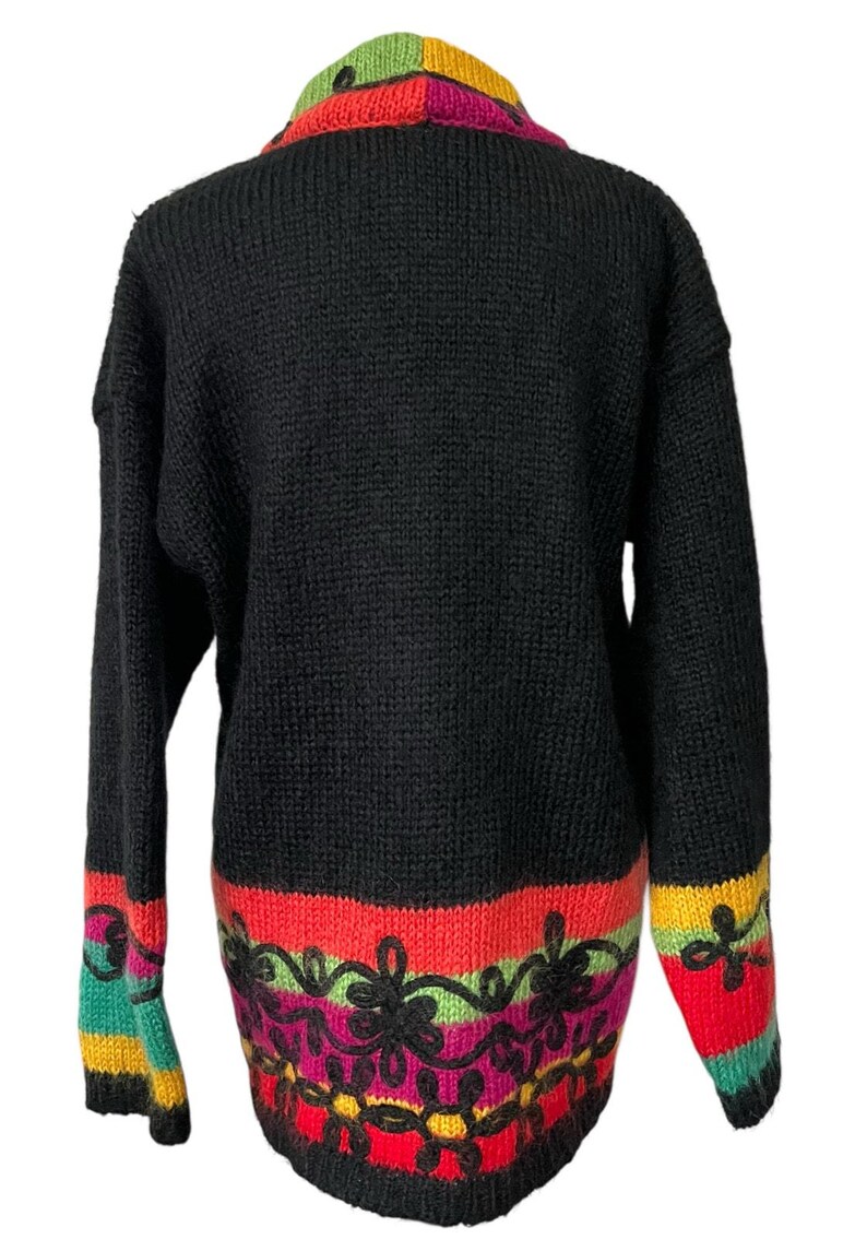 Vintage The Limited Sweater Colorful Neon 1980s Fuzzy Mohair V-Neck Women’s M/L image 6