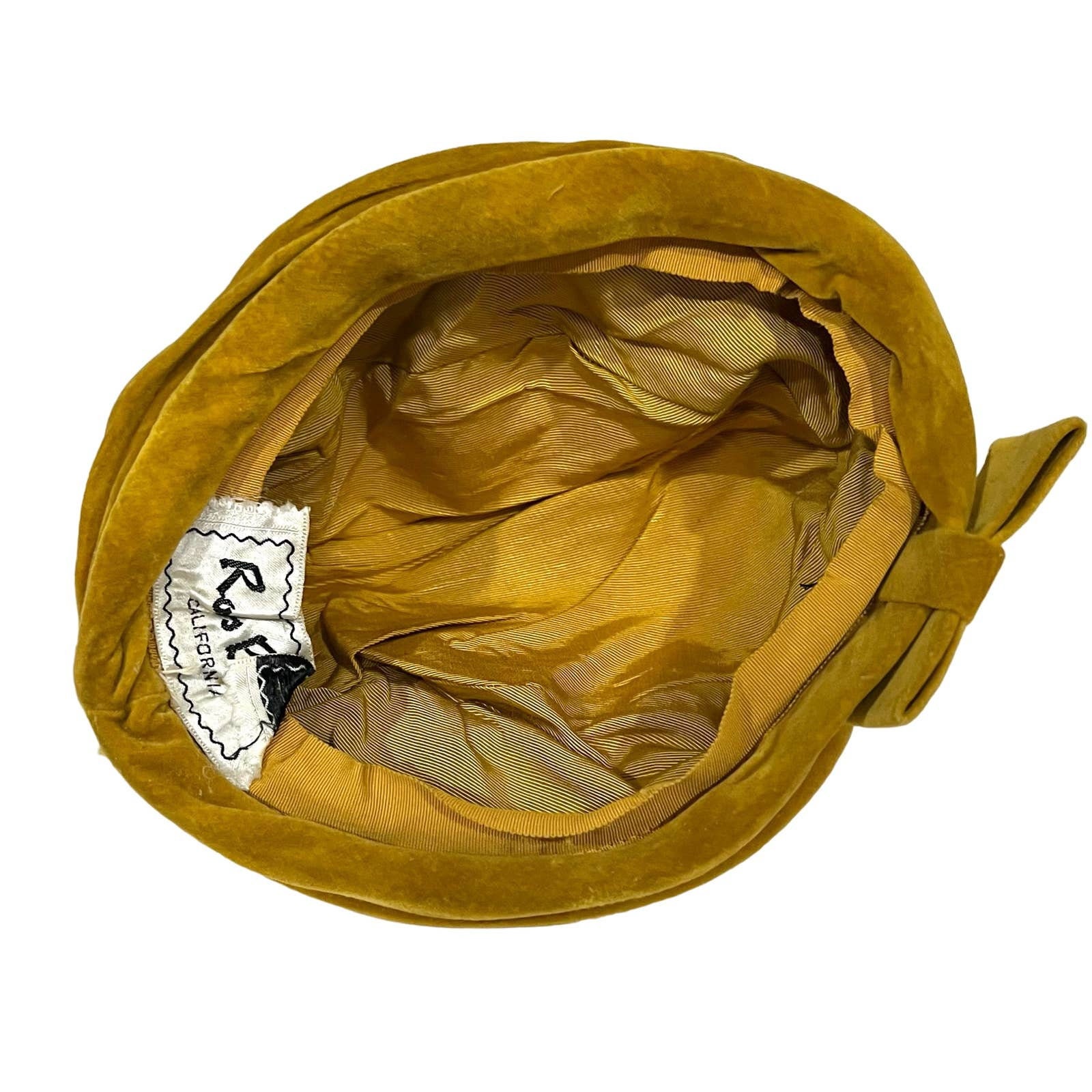 Roos Bros California Vintage Women’s Hat 50s Mid Century Golden Velvet Beret 1950 main image 4