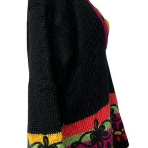 Vintage The Limited Sweater Colorful Neon 1980s Fuzzy Mohair V-Neck Women’s M/L image 7