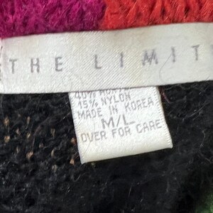 Vintage The Limited Sweater Colorful Neon 1980s Fuzzy Mohair V-Neck Women’s M/L image 8