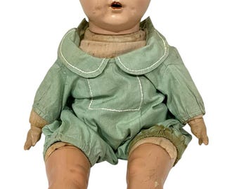 Vintage 1920s Doll IDEAL Toys Tickle Toes Composition Sleepy Creepy Prop Restore