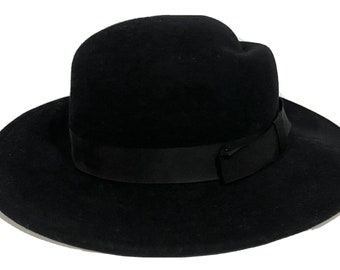 Vintage Neiman Marcus Hat Wool Felt Black Made In England