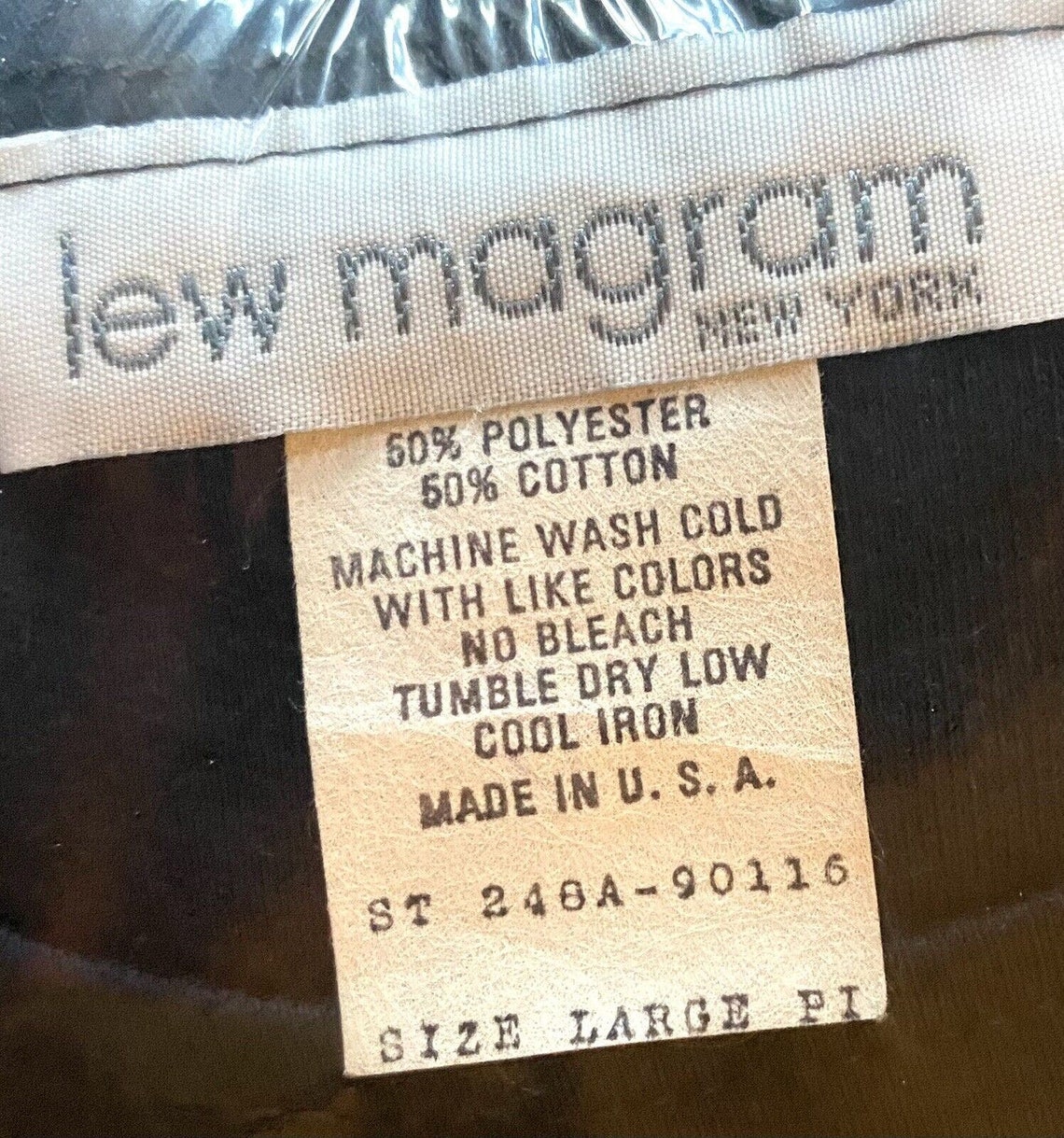 Vintage Lew Magram Dress Black MIDI Long Sleeve Cotton Blend Knit Sz L