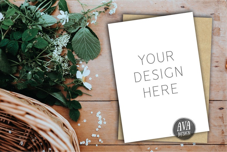 Rustic Mockup Flatlay 5x7 Card Mockup Invitation Mockup Etsy