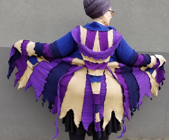 plus size sparkle purple pixie cut coat