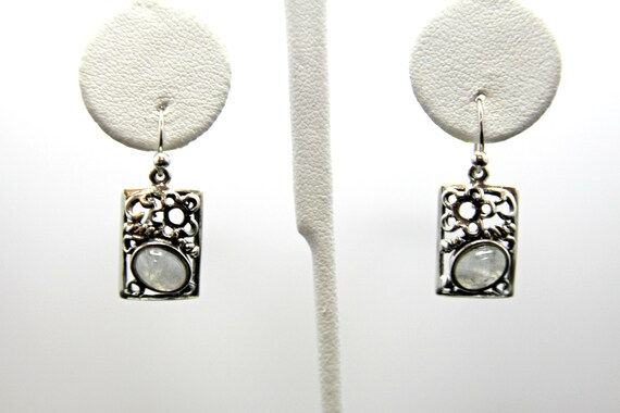 •MOON SHADOW• rainbow moonstone + jade mixed metal earrings
