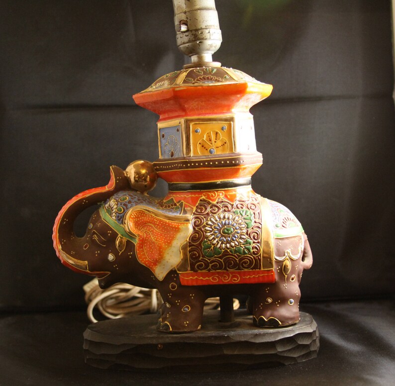 Vintage Porcelain Elephant Table Lamp