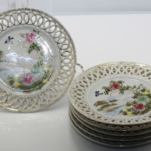 Vintage Floral Bread Plates Set (6)