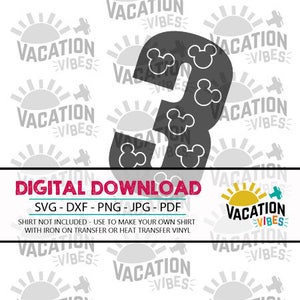 drei 3 Disney Ballon Svg Disneyland party mickey mouse druckbaren Eisen auf Shirt 3. dritten Geburtstag 3 Jahre alten Disney silhouette Cricut Kinder