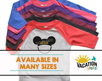 Dad Disneyland Shirt - Dad Personalized Disney Mickey Head Raglan tshirt - Trendy Disneyland Tee Dad - Family Disneyland - Father's Day Gift