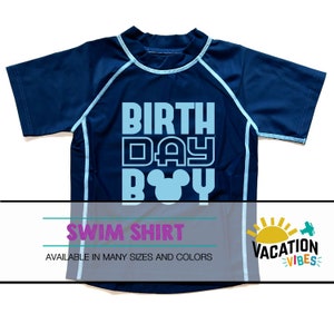 Birthday Boy Mickey Swim Shirt Kids - Toddler or Baby Disneyland Rashguard Birthday Boy Mickey Mouse - Trendy Sun Protection 1 2 3 4 5 Bday