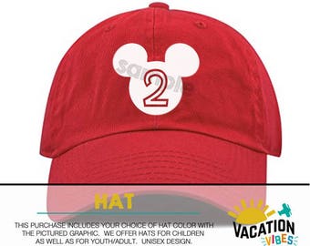 Disney Hat Mickey Birthday 2 Toddler Boy Girl Mickey Ears Bday Baseball Hat Kids Disney Mickey Hat Disneyland Mickey Birthday Cap Trucker