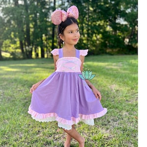 Rapunzel inspired dress, Rapunzel birthday dress, Princess purple dress, mouse ears headband, Gift for girls