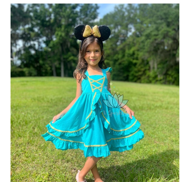 Jasmine inspired dress, Aladdin princess Jasmine inspired dress, Aladdin Jasmine Birthday dress, princess twirl dress, Gift for girls