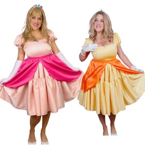 Princess pink dress for Peach cosplay, Daisy dresses, Princess Peach, Princess adult dress, Halloween costume, video game dress