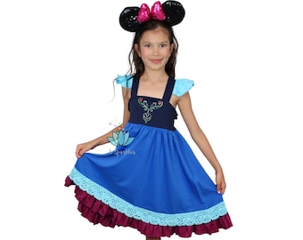 Ice queen sister dress, Anna dress, princess cotton dress, Gift for girls