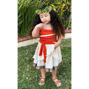 Moana Kleid Moana Geburtstagskleid Moana Kleinkind Kleid Moana für Mädchen Moana Kostüm Moana Stirnband Krone und Halskette
