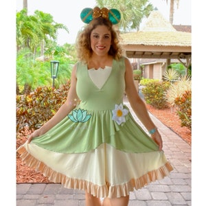 Princess Tiana adult dress, Princess and the Frog inspired dress, Tiana Women&#39;s dress, princess cotton dress, Gift for her